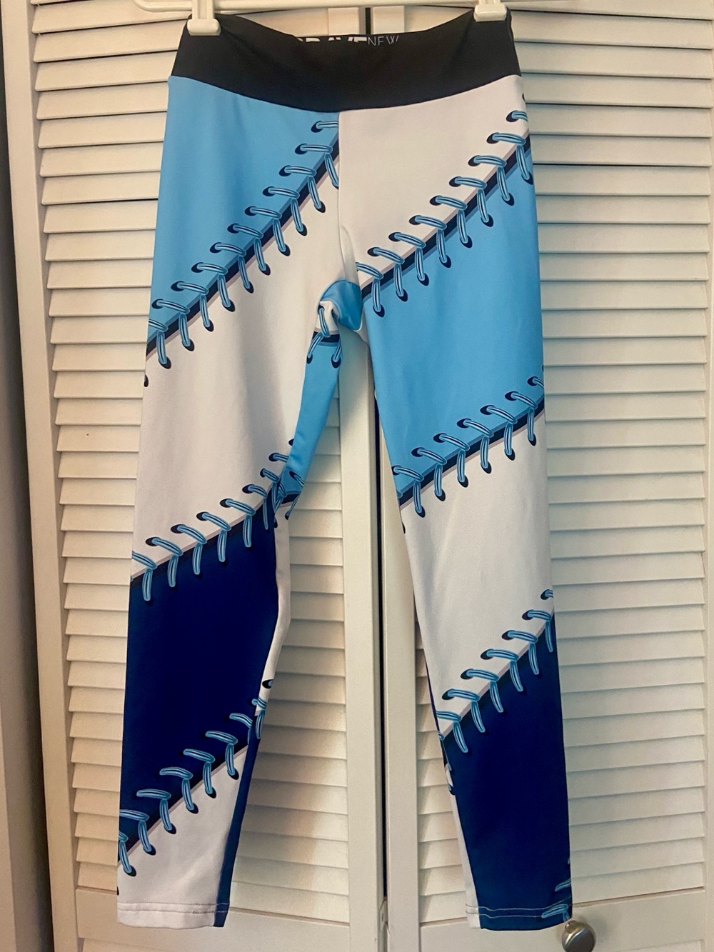 Brave New World Blue & White Baseball Stitch Leggings
